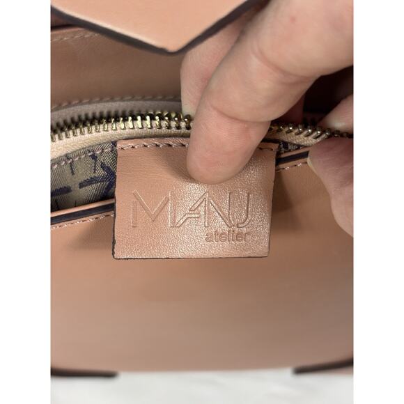 Manu Atelier Leather Crossbody Bag Tan Leather Box Shape Shoulder - Picture 5 of 15